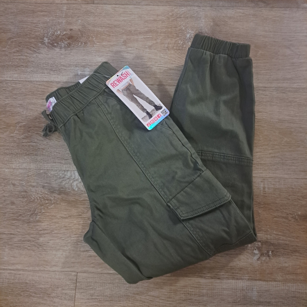 REWASH Kids Olive Green Jogger Fit Cargo Pants Girl's Size Medium NWT